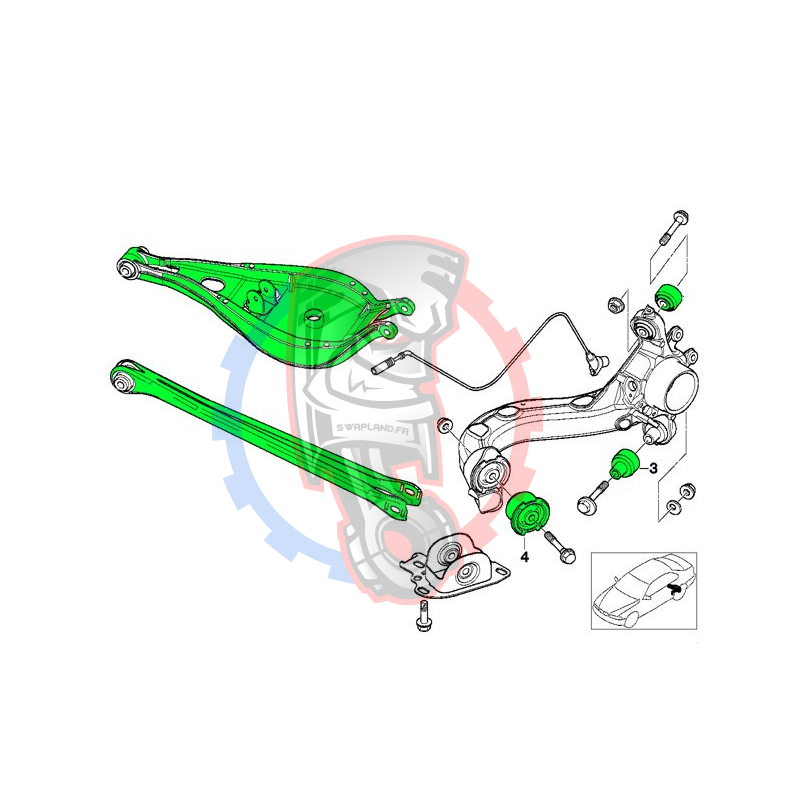 Kit suspension arrière stage 1 pour BMW E36 E46 bleu - Swapland -