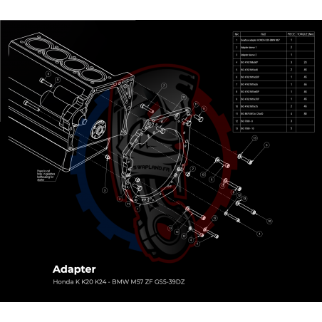 Kit embrayage Stage 1 conversion moteur Honda K K20 K24 boite BMW M57 / E46 S54 M3 - 240mm