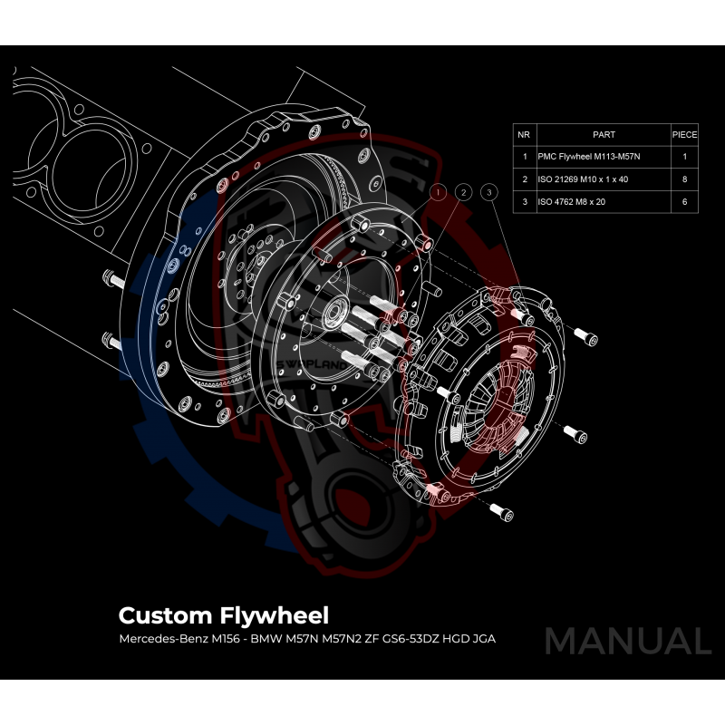 Kit embrayage Race Stage 1 conversion moteur Mercedes-Benz V8 M156 AMG boite BMW M57N2 6-speed HGD JGA - 240mm