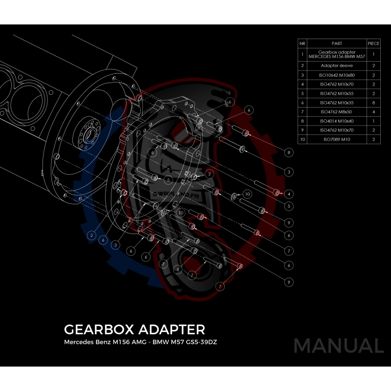 Kit embrayage Race Stage 1 conversion moteur Mercedes-Benz V8 M156 AMG boite de vitesse BMW M57 / E46 S54 M3 - 240mm