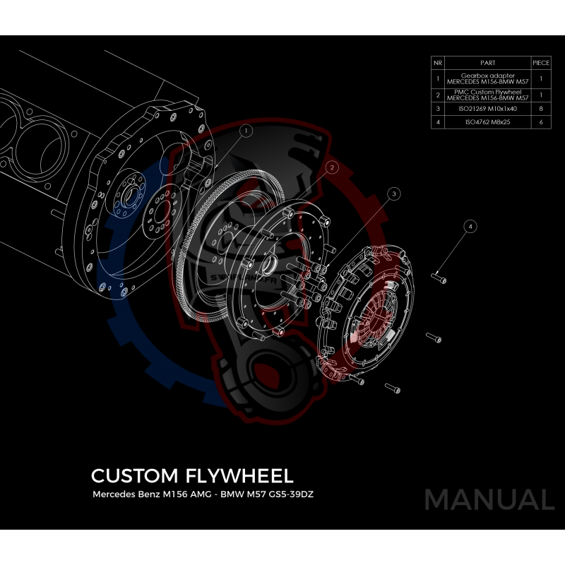 Kit embrayage Race Stage 1 conversion moteur Mercedes-Benz V8 M156 AMG boite de vitesse BMW M57 / E46 S54 M3 - 240mm