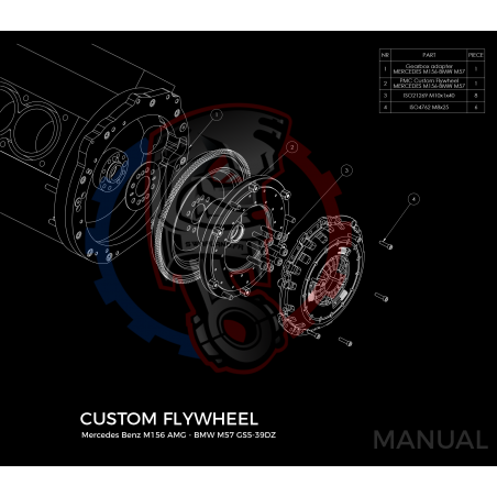 Kit embrayage Race Stage 1 conversion moteur Mercedes-Benz V8 M156 AMG boite de vitesse BMW M57 / E46 S54 M3 - 240mm