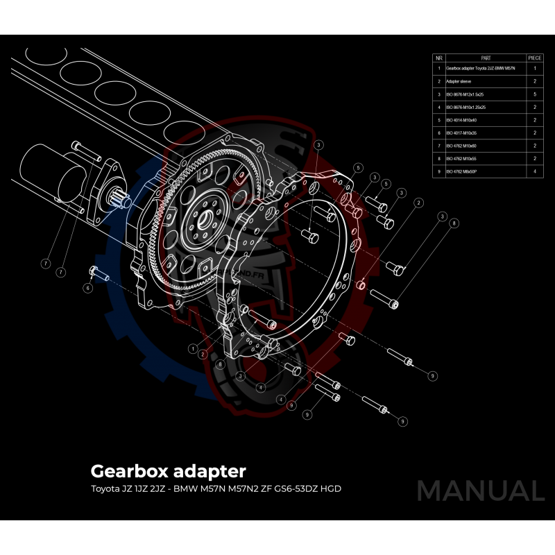 Kit embrayage Race stage 2 conversion moteur Toyota JZ boite BMW M57N HGD JGA HGA - 184mm