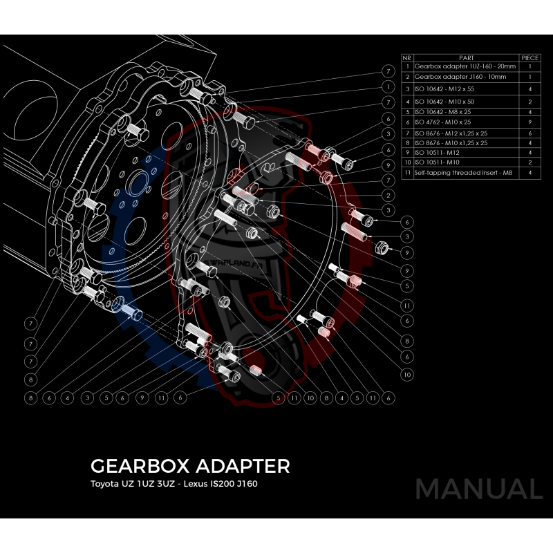 Kit embrayage stage 1 conversion moteur Toyota Lexus V8 UZ 1UZ 3UZ boite Toyota Altezza / Lexus IS200