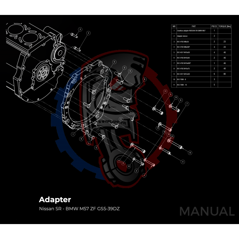 Kit embrayage Stage 1 conversion moteur Nissan SR SR20 SR20DE SR20DET boite BMW M57 / E46 S54 M3 - 240mm