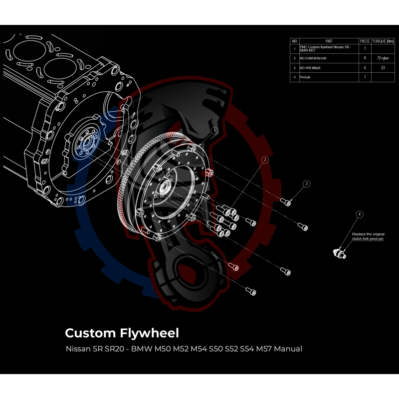 Kit embrayage Stage 1 conversion moteur Nissan SR SR20 SR20DE SR20DET boite BMW M57 / E46 S54 M3 - 240mm