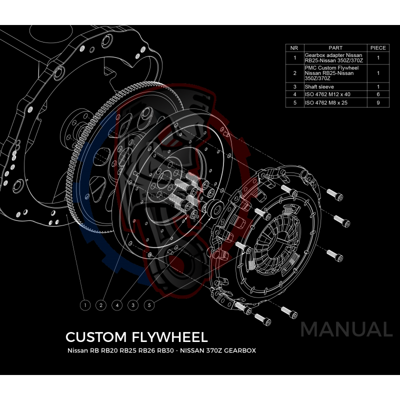 Kit embrayage Stage 1 conversion moteur Nissan RB RB20 RB25 RBB6 RB30 boite Nissan 350Z Z33 370Z Z34 CD009 - 250mm