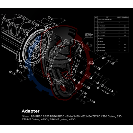 Kit embrayage Stage 1 conversion moteur Nissan RB RB20 RB25 RB26 RB30 boite BMW M57 / E46 S54 M3 - 240mm