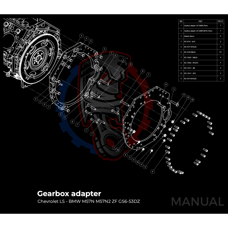 Kit embrayage Race stage 3 conversion moteur GM Chevrolet LSX boite BMW M57N HGU HGK / N54 - 184mm