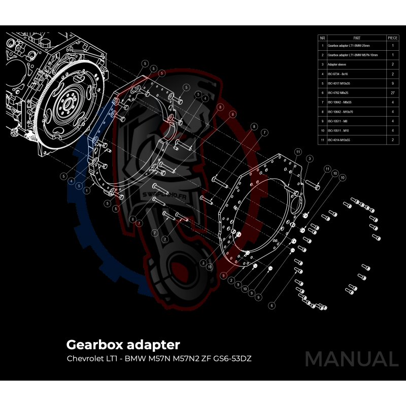 Kit embrayage Race stage 3 conversion moteur GM Chevrolet LSX boite BMW M57N HGU HGK / N54 - 184mm