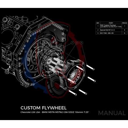 Kit embrayage Race stage 3 conversion moteur GM Chevrolet LSX boite BMW M57N HGU HGK / N54 - 184mm