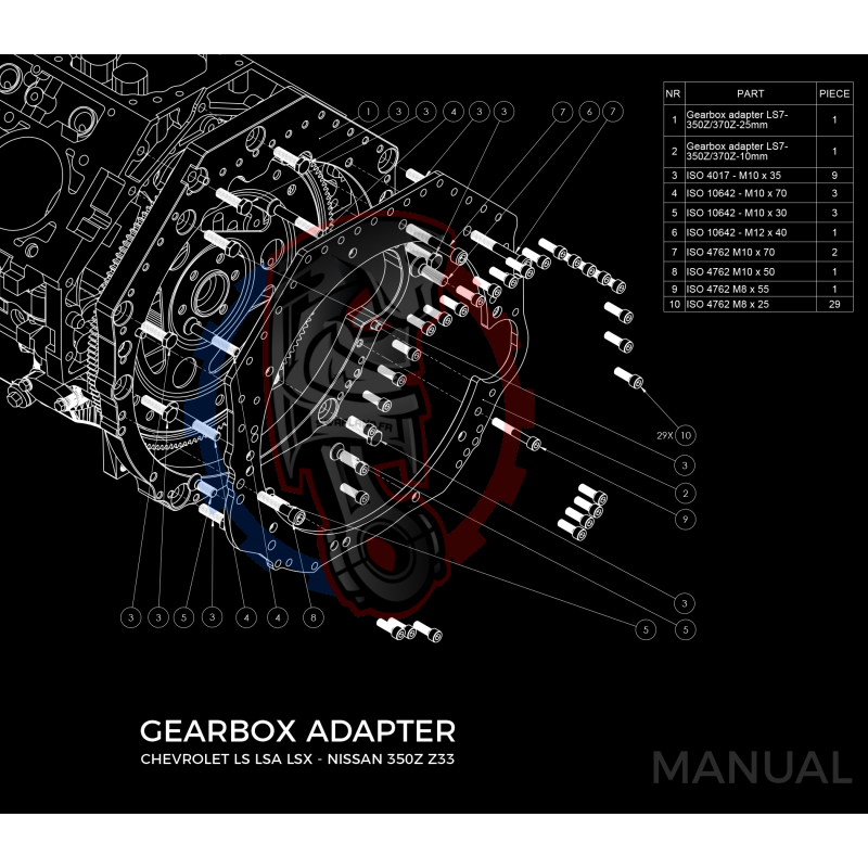 Kit embrayage stage 2 conversion moteur GM Chevrolet LS pour boite Nissan 350Z Z33 370Z Z34 - 250mm