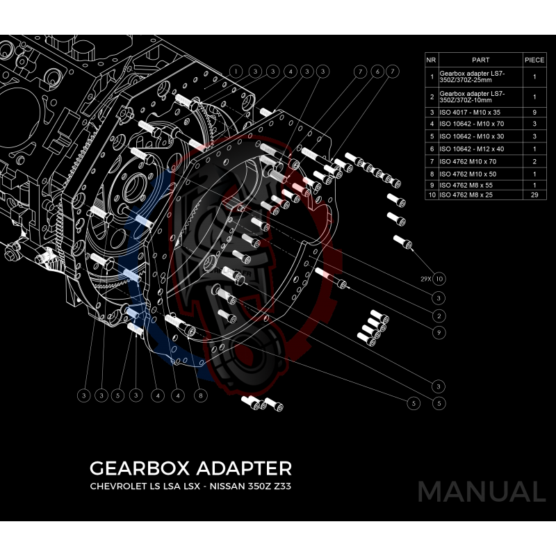 Kit embrayage stage 2 conversion moteur GM Chevrolet LS pour boite Nissan 350Z Z33 370Z Z34 - 250mm