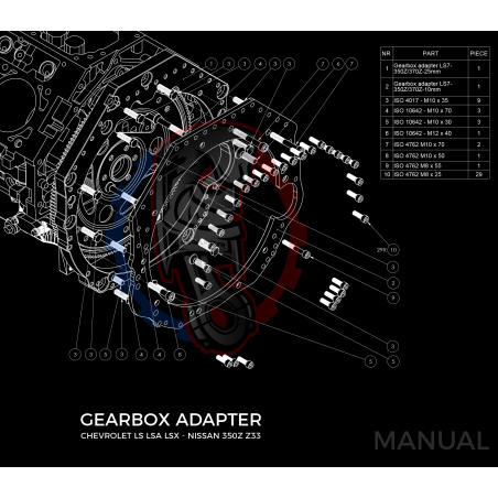 Kit embrayage stage 2 conversion moteur GM Chevrolet LS pour boite Nissan 350Z Z33 370Z Z34 - 250mm