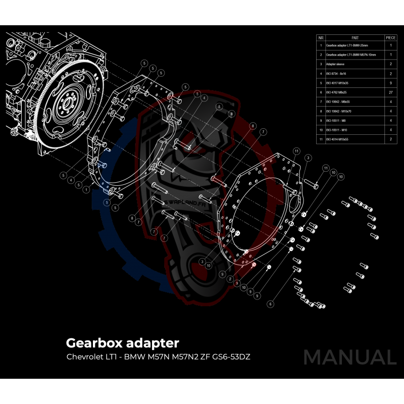 Kit embrayage Race stage 3 conversion moteur GM Chevrolet LSX boite BMW M57N HGD JGA - 184mm