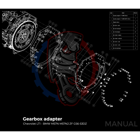 Kit embrayage Race stage 3 conversion moteur GM Chevrolet LSX boite BMW M57N HGD JGA - 184mm