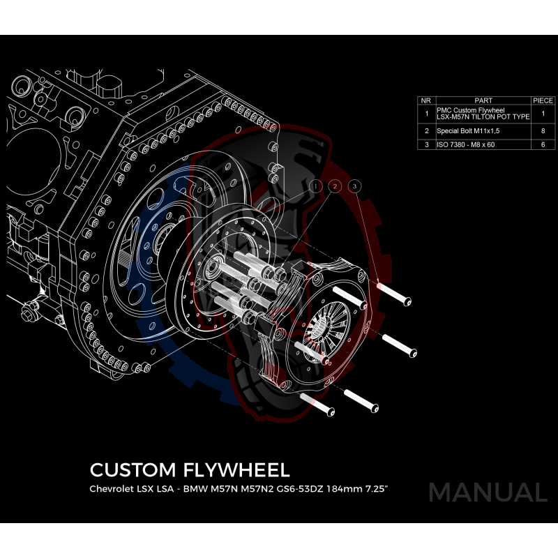 Kit embrayage Race stage 3 conversion moteur GM Chevrolet LSX boite BMW M57N HGD JGA - 184mm