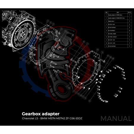 Kit embrayage Race stage 2 conversion moteur GM Chevrolet V8 LS LSX LSA LT1 boite BMW M57N2 6-speed HGD JGA - 184mm