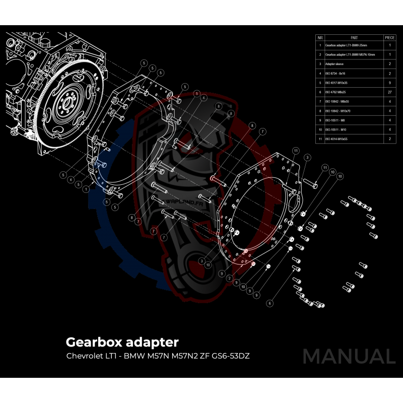 Kit embrayage Race stage 2 conversion moteur GM Chevrolet V8 LS LSX LSA LT1 boite BMW M57N2 6-speed HGD JGA - 184mm