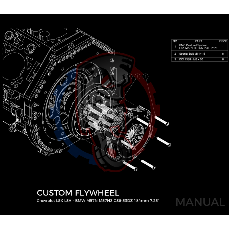 Kit embrayage Race stage 2 conversion moteur GM Chevrolet V8 LS LSX LSA LT1 boite BMW M57N2 6-speed HGD JGA - 184mm