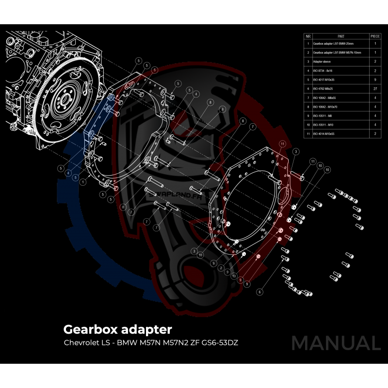 Kit embrayage stage 2 conversion moteur GM Chevrolet LS pour boite BMW M57N HGD JGA - 228mm