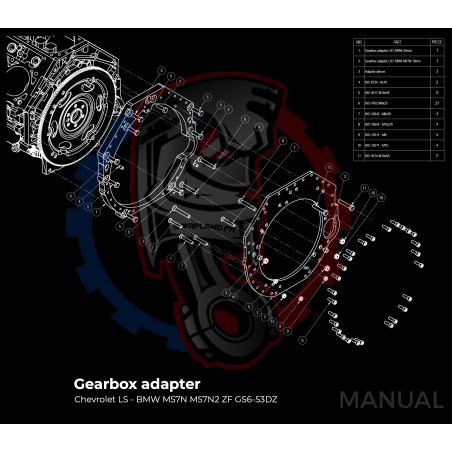 Kit embrayage stage 2 conversion moteur GM Chevrolet LS pour boite BMW M57N HGD JGA - 228mm
