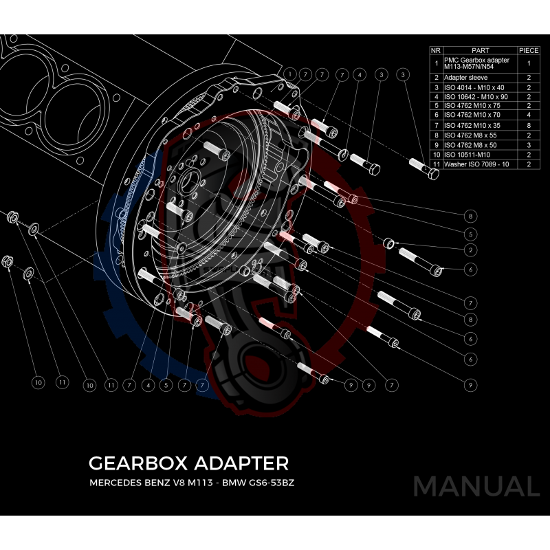 Kit embrayage Stage 1 conversion moteur Mercedes-Benz M113 M113K AMG sur Boite BMW M57N2 6 vitesses HGU HGK / N54 - 240mm