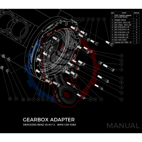 Kit embrayage Stage 1 conversion moteur Mercedes-Benz M113 M113K AMG sur Boite BMW M57N2 6 vitesses HGU HGK / N54 - 240mm