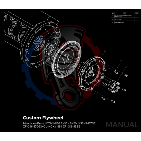 Kit embrayage Stage 1 conversion moteur Mercedes-Benz M113 M113K AMG sur Boite BMW M57N2 6 vitesses HGU HGK / N54 - 240mm