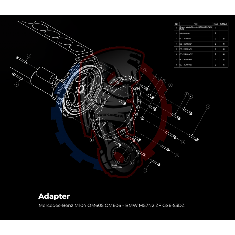 Kit embrayage Race Stage 1 conversion moteur Mercedes-Benz M104 boite BMW M57N2 6-Vitesses HGD JGA - 240mm
