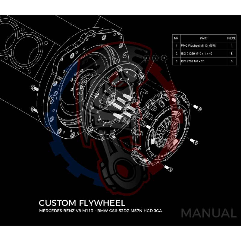 Kit embrayage Race Stage 1 conversion moteur Mercedes-Benz M104 boite BMW M57N2 6-Vitesses HGD JGA - 240mm