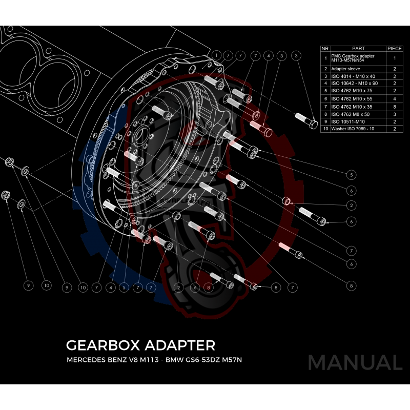 Kit embrayage Stage 1 conversion moteur Mercedes-Benz M112 M113 M113K boite BMW M57N2 6-Vitesses HGD JGA - 240mm