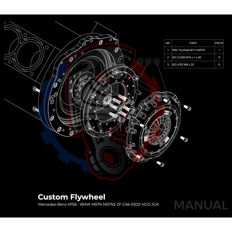 Kit embrayage Race Stage 1 conversion moteur Mercedes-Benz M113 M113K AMG boite BMW M57N2 6-Vitesses HGD JGA - 240mm