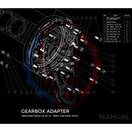 Kit embrayage Stage 1 conversion moteur Mercedes-Benz M113 M113K AMG boite BMW M57N2 6-Vitesses HGD JGA - 240mm