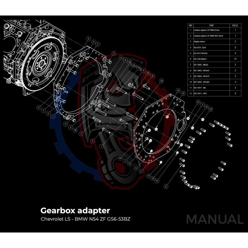 Kit embrayage Race stage 3 conversion moteur GM Chevrolet LS boite BMW M57N HGU HGK / N54 - 184mm