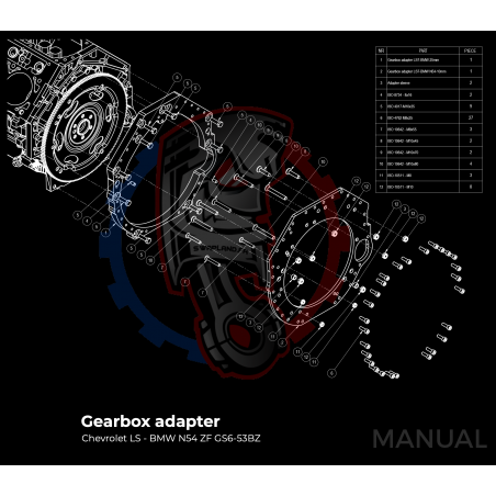 Kit embrayage Race stage 3 conversion moteur GM Chevrolet LS boite BMW M57N HGU HGK / N54 - 184mm