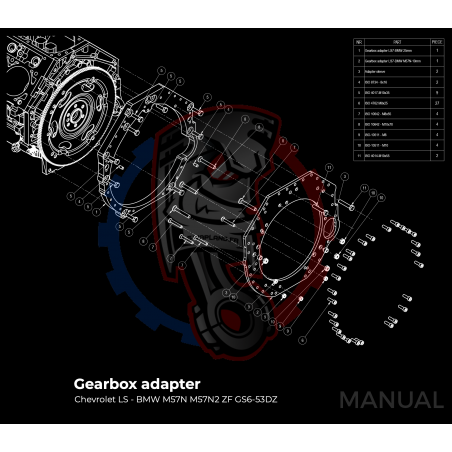 Kit embrayage Race Stage 1 conversion moteur GM Chevrolet V8 LS LS1 LS3 LS7 LM7 LQ boite BMW M57N2 6-Speed HGD JGA - 240mm