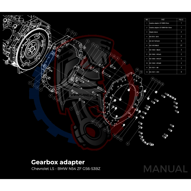 Kit embrayage Race Stage 1 conversion moteur GM Chevrolet V8 LS LS1 LS3 LS7 LM7 LQ boite BMW M57N2 6-Vitesses HGU HGK / N54 - 24