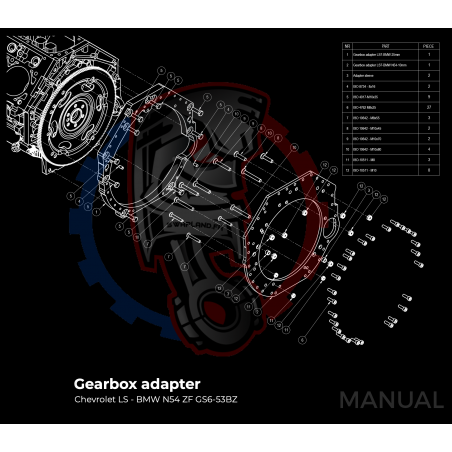 Kit embrayage Race Stage 1 conversion moteur GM Chevrolet V8 LS LS1 LS3 LS7 LM7 LQ boite BMW M57N2 6-Vitesses HGU HGK / N54 - 24