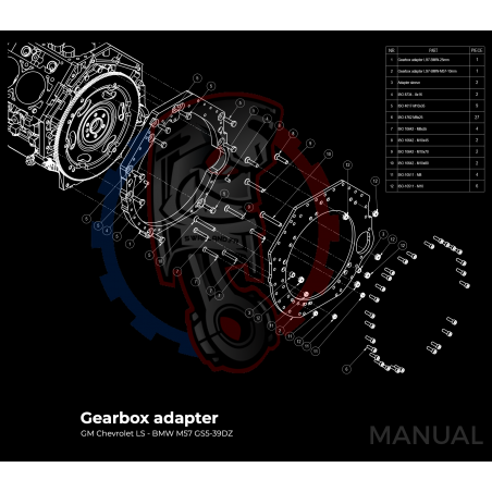 Kit embrayage Stage 1 conversion moteur GM Chevrolet V8 LS LS1 LS3 LS7 LM7 LQ boite BMW M57 / E46 S54 M3 - 240mm