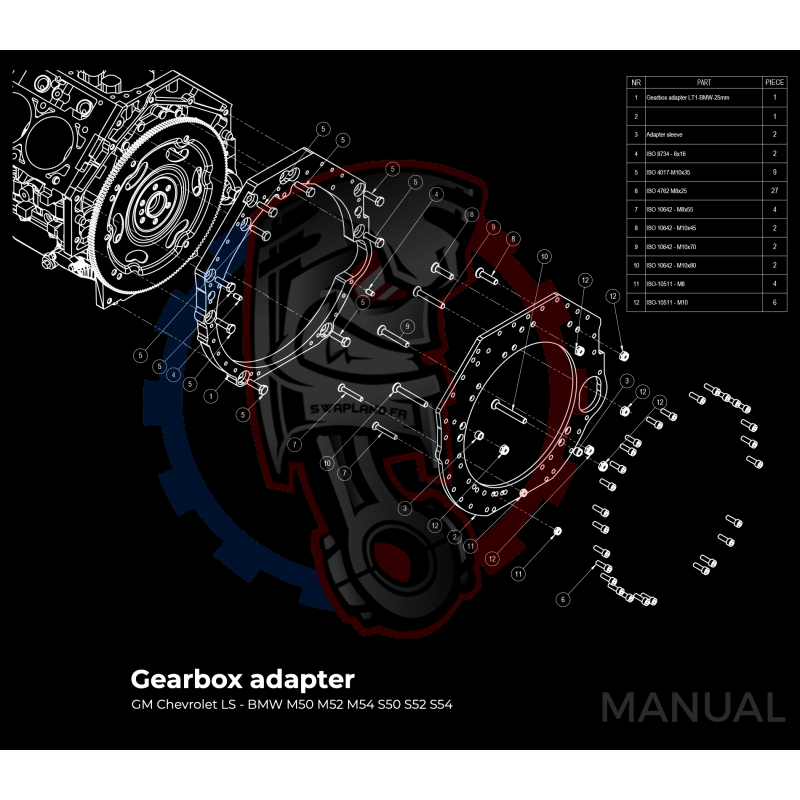 Kit embrayage Race stage 3 conversion moteur GM Chevrolet V8 LS boite BMW M57 / E46 S54 M3 - 184mm