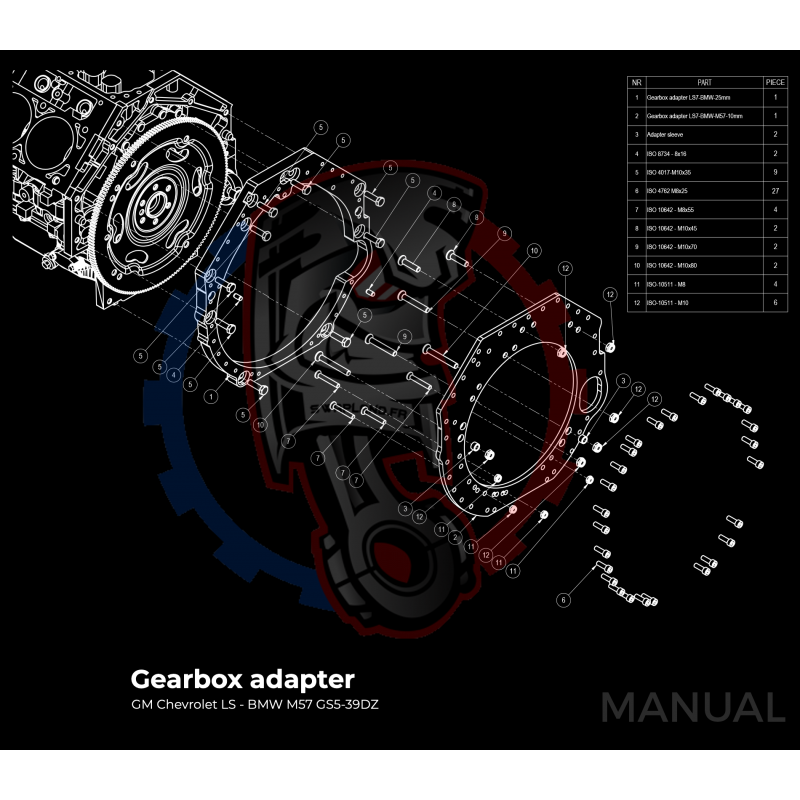 Kit embrayage Race stage 3 conversion moteur GM Chevrolet V8 LS boite BMW M57 / E46 S54 M3 - 184mm