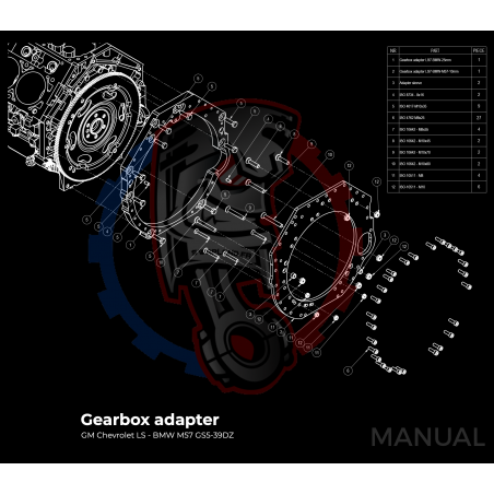 Kit embrayage Race stage 3 conversion moteur GM Chevrolet V8 LS boite BMW M57 / E46 S54 M3 - 184mm