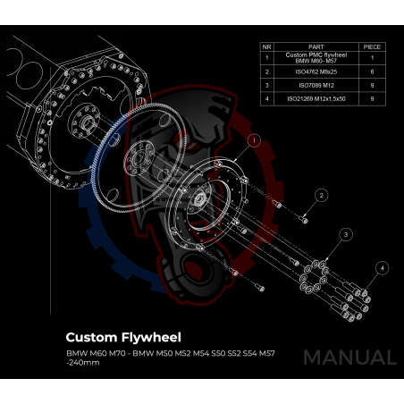 Kit embrayage Stage 1 conversion moteur BMW V12 M70 Sur boite manuelle BMW M57 / E46 S54 M3 - 240mm