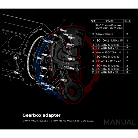 Kit embrayage Race Stage 1 conversion moteur BMW V8 M60 boite BMW E60 M57N2 6-Vitesses HGD JGA - 240mm