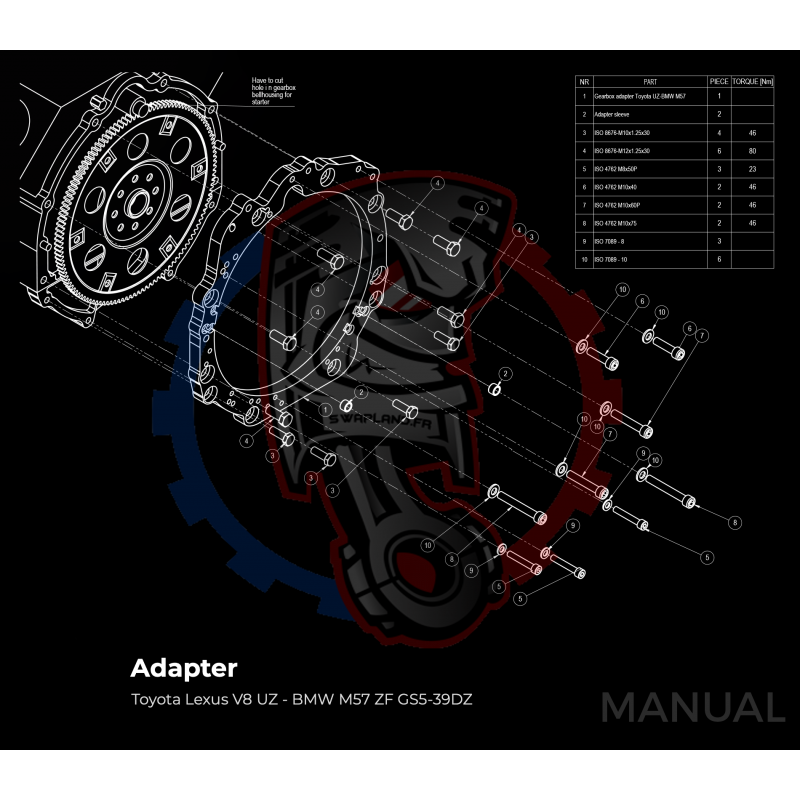 Kit embrayage Race stage 3 conversion moteur Toyota Lexus V8 UZ 1UZ 3UZ boite BMW M57N M57N2 HGD JGA HGA - 184mm