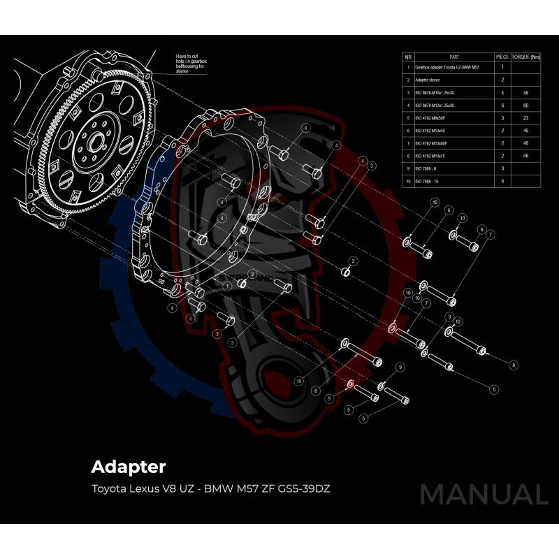 Kit embrayage Race stage 2 conversion moteur Toyota Lexus V8 UZ 1UZ 3UZ boite BMW M57N M57N2 6-Vitesses HGD JGA HGA - 184mm