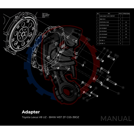 Kit embrayage Race stage 2 conversion moteur Toyota Lexus V8 UZ 1UZ 3UZ boite BMW M57N M57N2 6-Vitesses HGD JGA HGA - 184mm