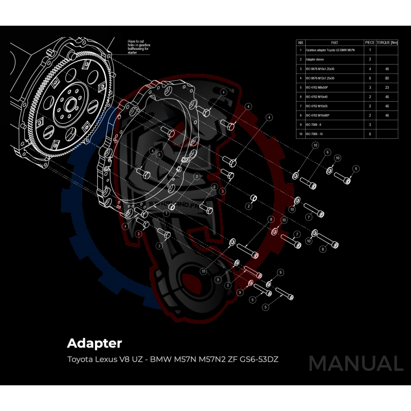Kit embrayage Race stage 2 conversion moteur Toyota Lexus V8 UZ 1UZ 3UZ boite BMW M57N M57N2 6-Vitesses HGD JGA HGA - 184mm