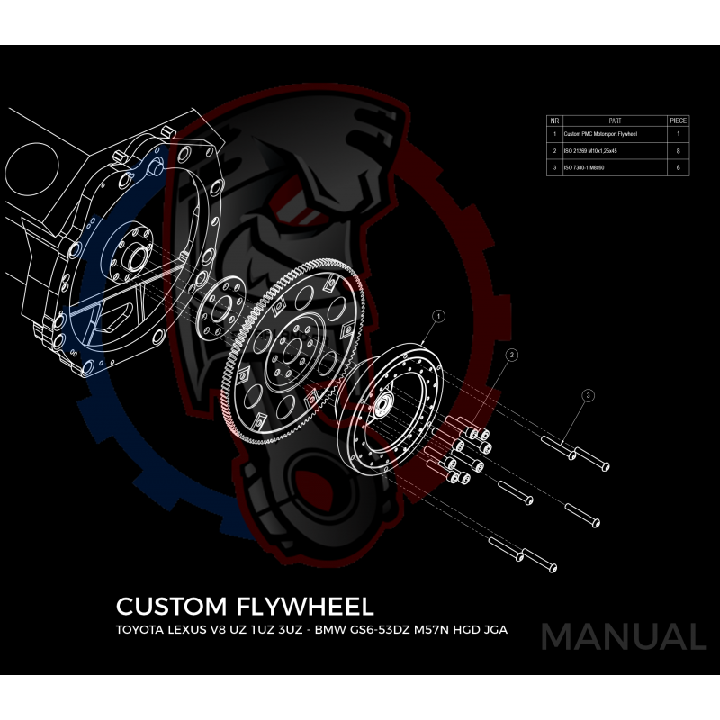 Kit embrayage Race stage 2 conversion moteur Toyota Lexus V8 UZ 1UZ 3UZ avec boite BMW M57N M57N2 6-Vitesses HGD JGA HGA - 184mm